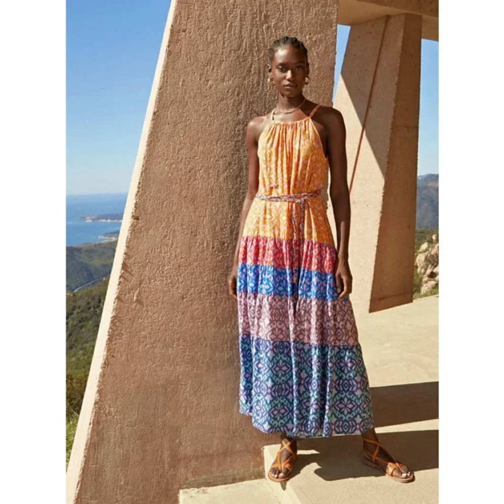 💕XIRENA💕 Viv Dress ~ Fiesta Multi-Color-Block Print XL NWT - Picture 2 of 16